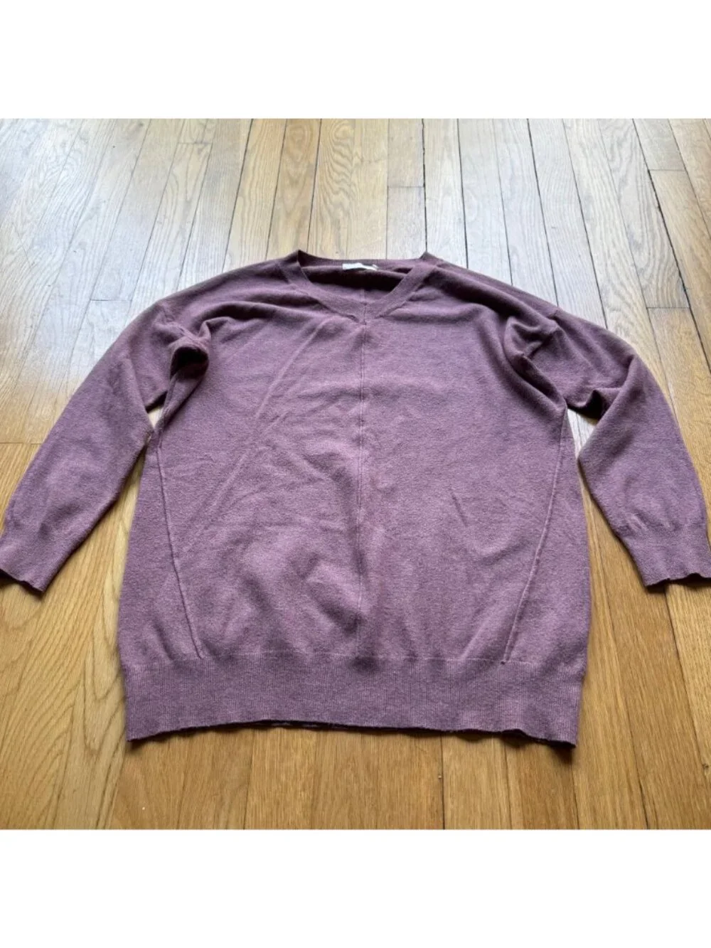 Dreamers Size S Mauve Cotton Rayon Blend Lightweight Long Sleeve V-Neck Sweater